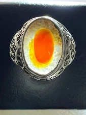 Unique Men 925 Silver Ring Genuine Yemen Agate Aqeeq Handmade design عقيق يمني
