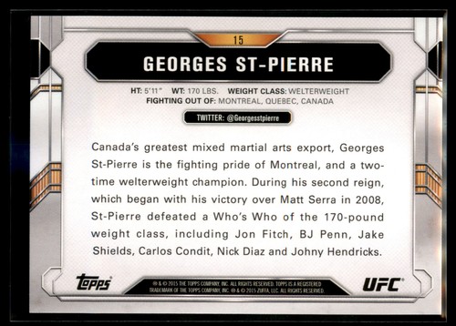 2015 Topps UFC Chronicles Base Set #15 Georges St-Pierre Quantity - Picture 2 of 2