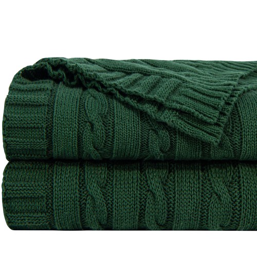 100% Cotton Cable Knit Throw, Super Soft Warm Knitted Blanket Home Decor, 60"X80 - Picture 8 of 12