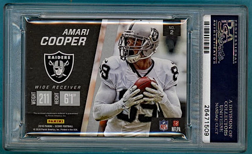 2016 Panini Score Jumbo Jerseys Amari Cooper Game Used Jersey #2 PSA 8! Raiders! - Image 2 of 2