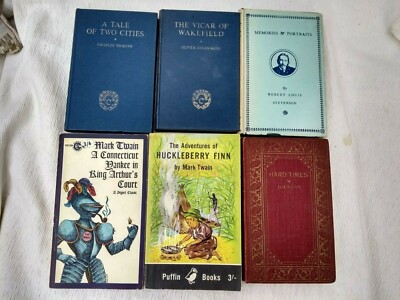 books Hard times A tale of two cities ,The vicar of Wakefield Vintage x6