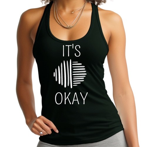 Womens Fitness Tank Top Graphic T-shirt Say it Soul - its Okay - Grey - Picture 7 of 28