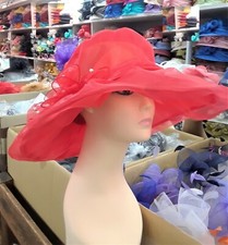 Pear Clear Bow Kentucky Derby Wedding Hat Church Wide Brim Dressy Cocktail Beach