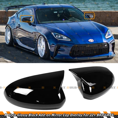 FOR 2022-25 SUBARU BRZ TOYOTA GR 86 M STYLE GLOSS BLACK MIRROR COVER CAP OVERLAY