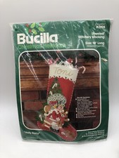 Vintage Bucilla Christmas Jeweled Stitchery Stocking 82074