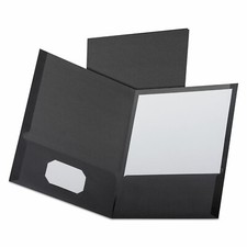 Oxford Linen Finish Twin Pocket Folders Letter Black 25/Box 53406 B236 
