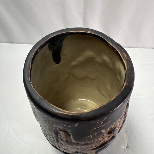 Studio Art 5.25” Pottery Vase Vintage Asian Themed Relief Style Handcrafted - Picture 8 of 8