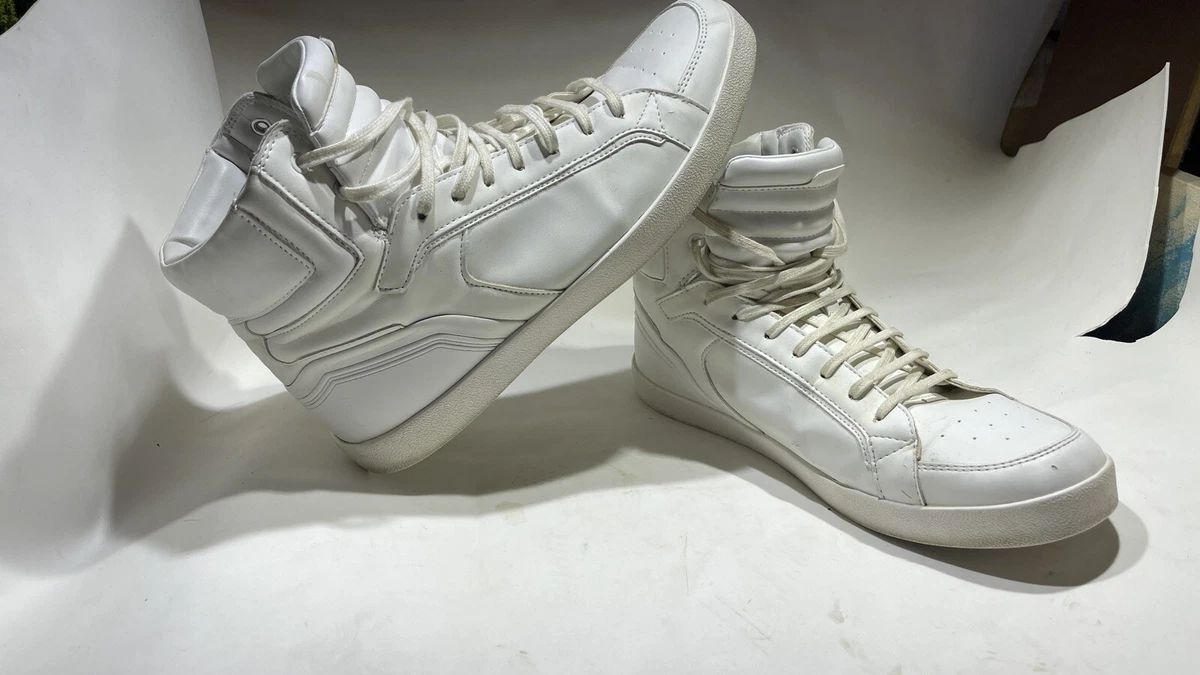 ZARA MAN size 12 White Leather High top Sneakers