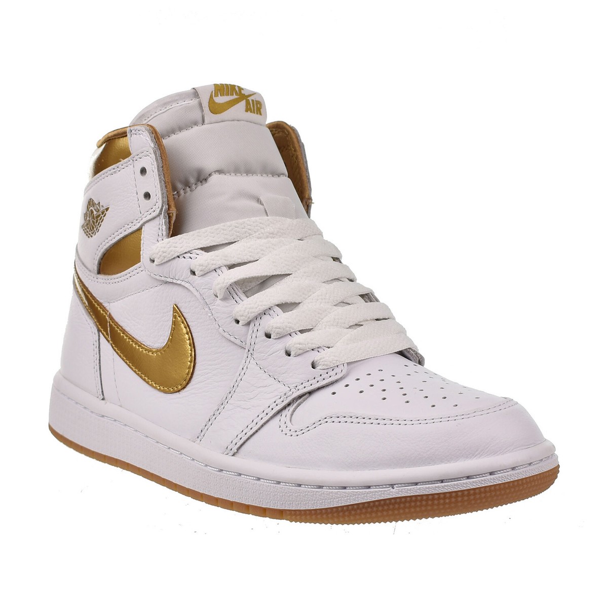 Nike Air Jordan 1 ホワイト/ゴールド★海外アート★ Jordan 1 Retro High OG Women's Shoes White-Metallic Gold FD2596
