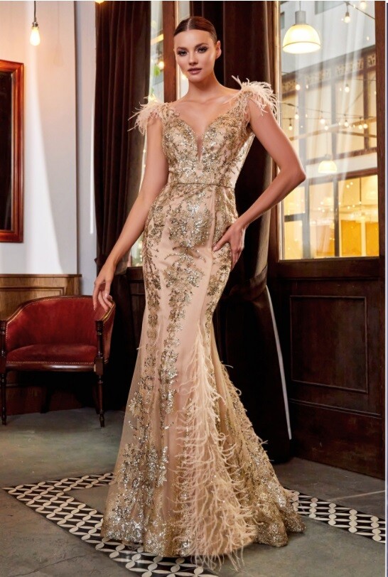 Cinderella Divine C57 FEATHERED MERMAID EVENING GOWN | eBay