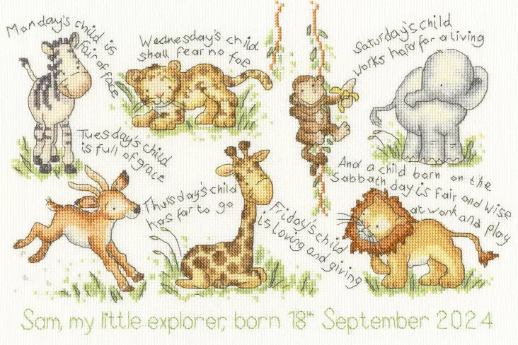Monday's Child Cross Stitch Kit By Bothy Threads