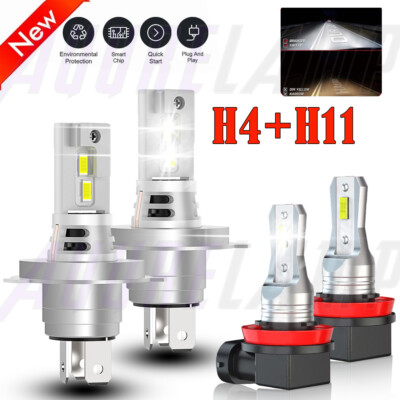 For 2008 2009 2010 Toyota Highlander LED Headlight Hi/Lo+Fog Lights Bulbs