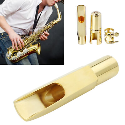 (5C) Alto Saxophon Mundstück Gold Farbe Metall Sax Mundstück Kit Für Die Pr FAT