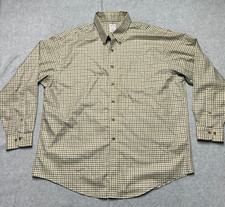 Brooks Brothers Shirt Mens XL Beige Khaki Plaid Regular Fit Non Iron Button Up