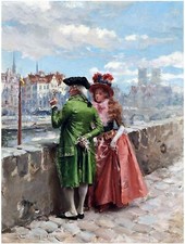 France Paris Seine River Man Girl H. Lesur Tile Mural Kitchen Backsplash Ceramic