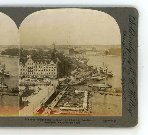 Porto Stoccolma da Nuvole Svezia EW Kelley Stereoview - Foto 1 di 3