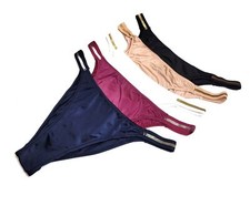 5pcs Lot Women High Cut Satin Panties Thong Brief Brazilian Underwear Lingeries