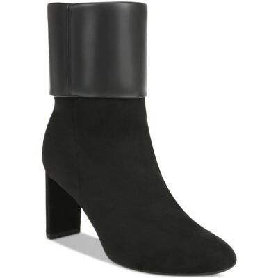 Alfani Womens Ajojo Faux Suede Mixed Media Block Heel Booties BHFO 9101