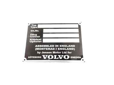 DATA PLATE FOR EARLY VINTAGE VOLVO JENSEN P 1800 #V394-8 | eBay