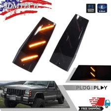 Smoke Lens Amber Full LED Front Vertical Side Markers For Jeep 84-96 Cherokee XJ