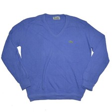 Vintage Izod Lacoste V-Neck Sweater Mens size Medium Purple Made in USA