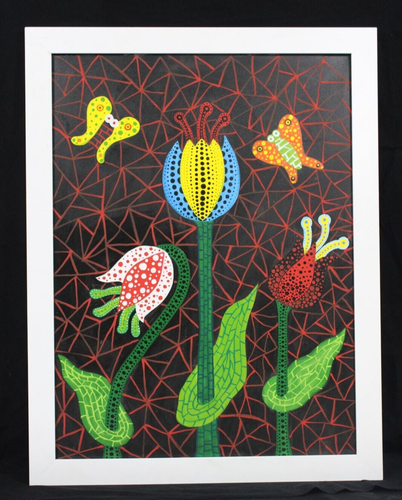 YAYOI KUSAMA ACRYLIC ON CANVAS SIGNED AND DATED 2001 WITH FRAME GOOD CONDITION - Picture 2 of 14