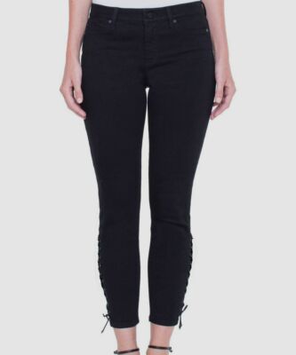 $89 Liverpool Women's Black Alyssa Lace-up Crop Skinny Denim