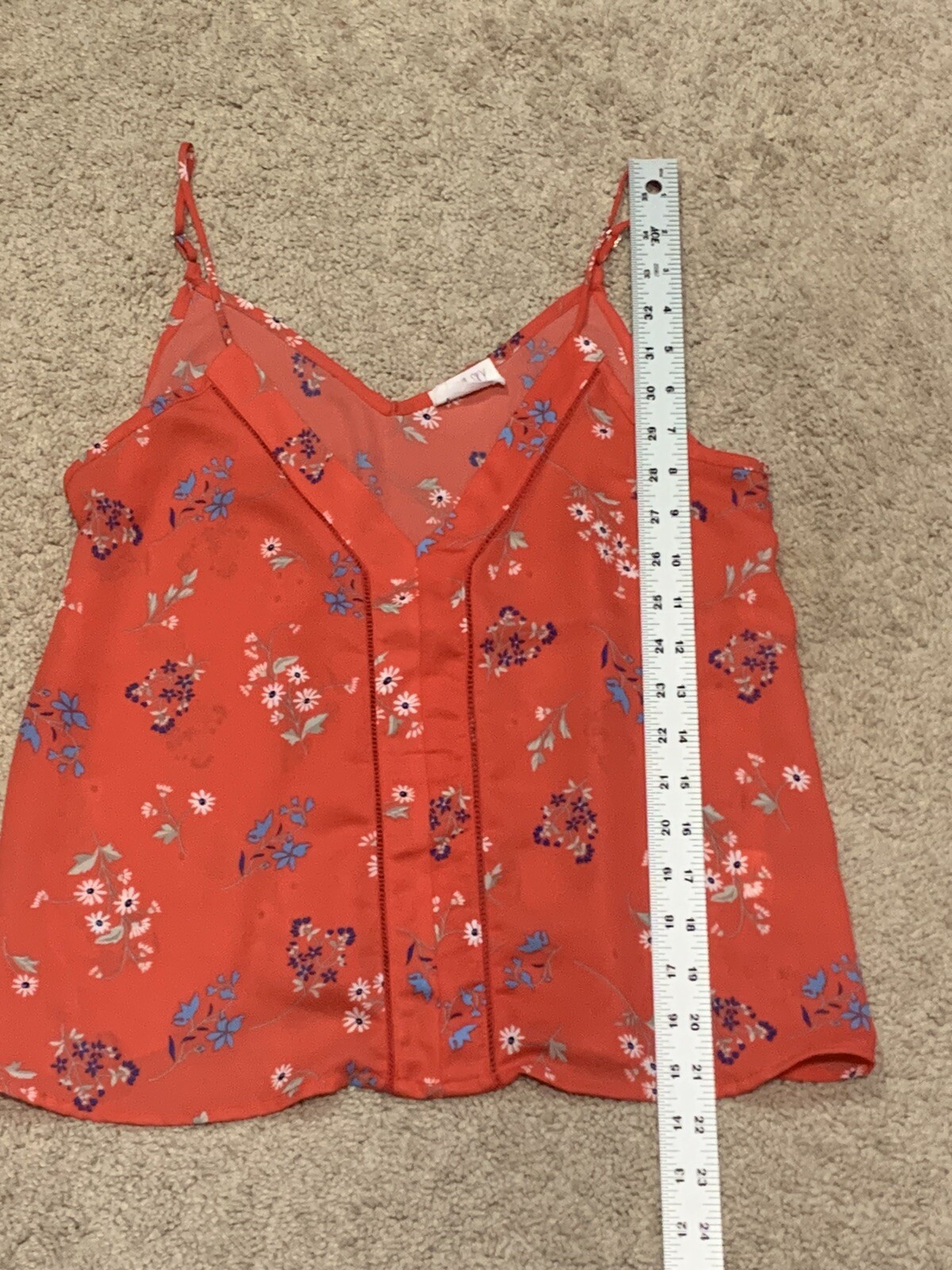 Sienna Sky Womens Shirt Size Small Red Floral Lightweight Flowy Camisole