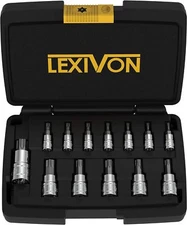 LEXIVON Torx Bit Socket Set Premium S2 Alloy Steel 13-Piece Star FREE SHIPPING
