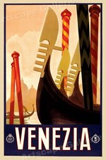 Poster Venezia Italia Canali Anni 20 Stile Vintage Viaggio Italiano - 20x30