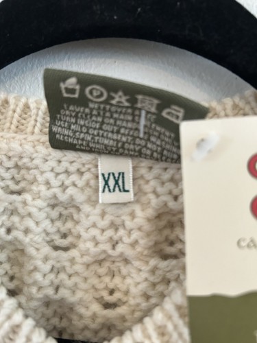 Carraig Donn Cream Merino Wool Knit Cardigan Sweater Ireland Aran Kid’s XXL NWT - Picture 8 of 8