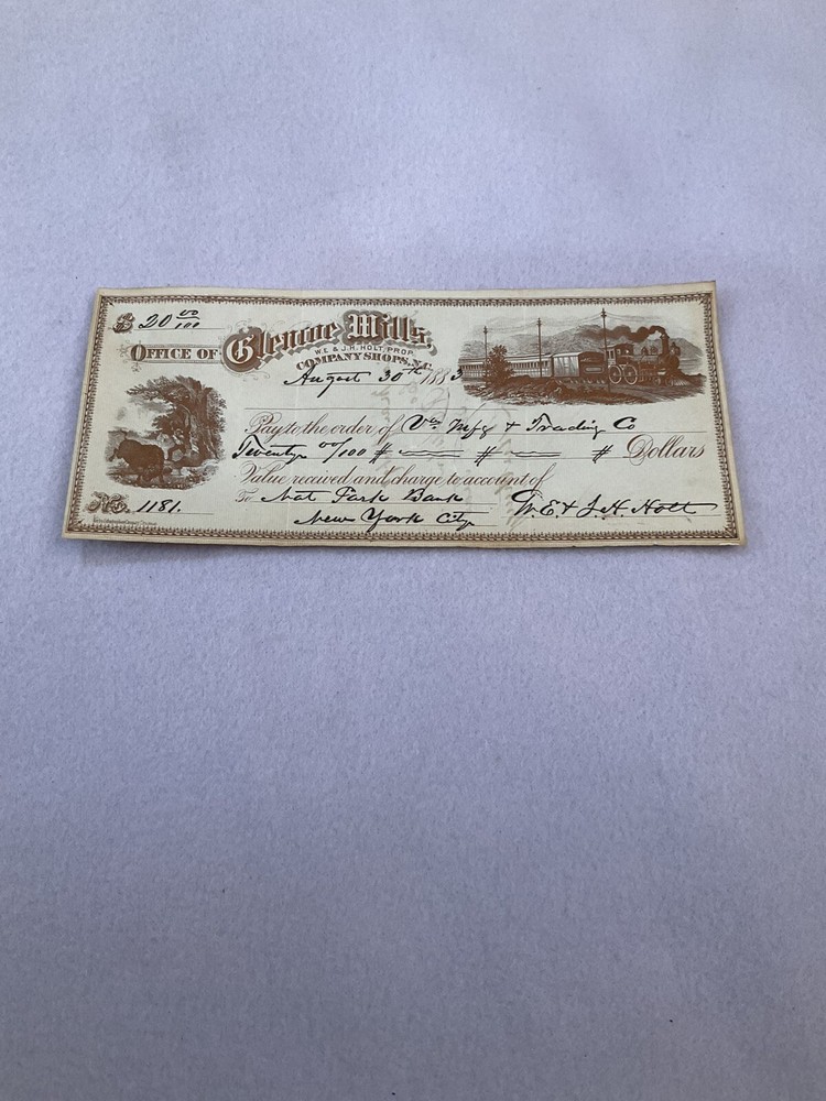 1883 Glencoe Mills Company Shops North Carolina Bank Note Vintage Currency  