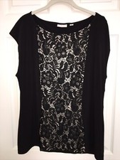 New York  Company Womens Lace Lined Stretch Top XL Soft Elegance