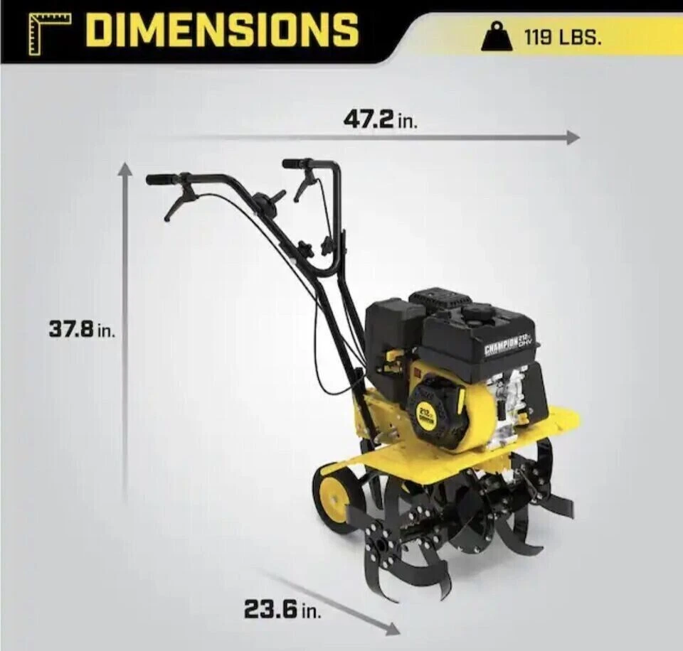 Champion 22 in. Cultivador de dientes delantero giratorio doble gas 212cc 4 tiempos tracción delantera y reversa Foto 4 de 4