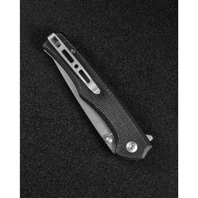 Sencut Crowley Black Micarta, Stonewashed D2 (S21012-2)