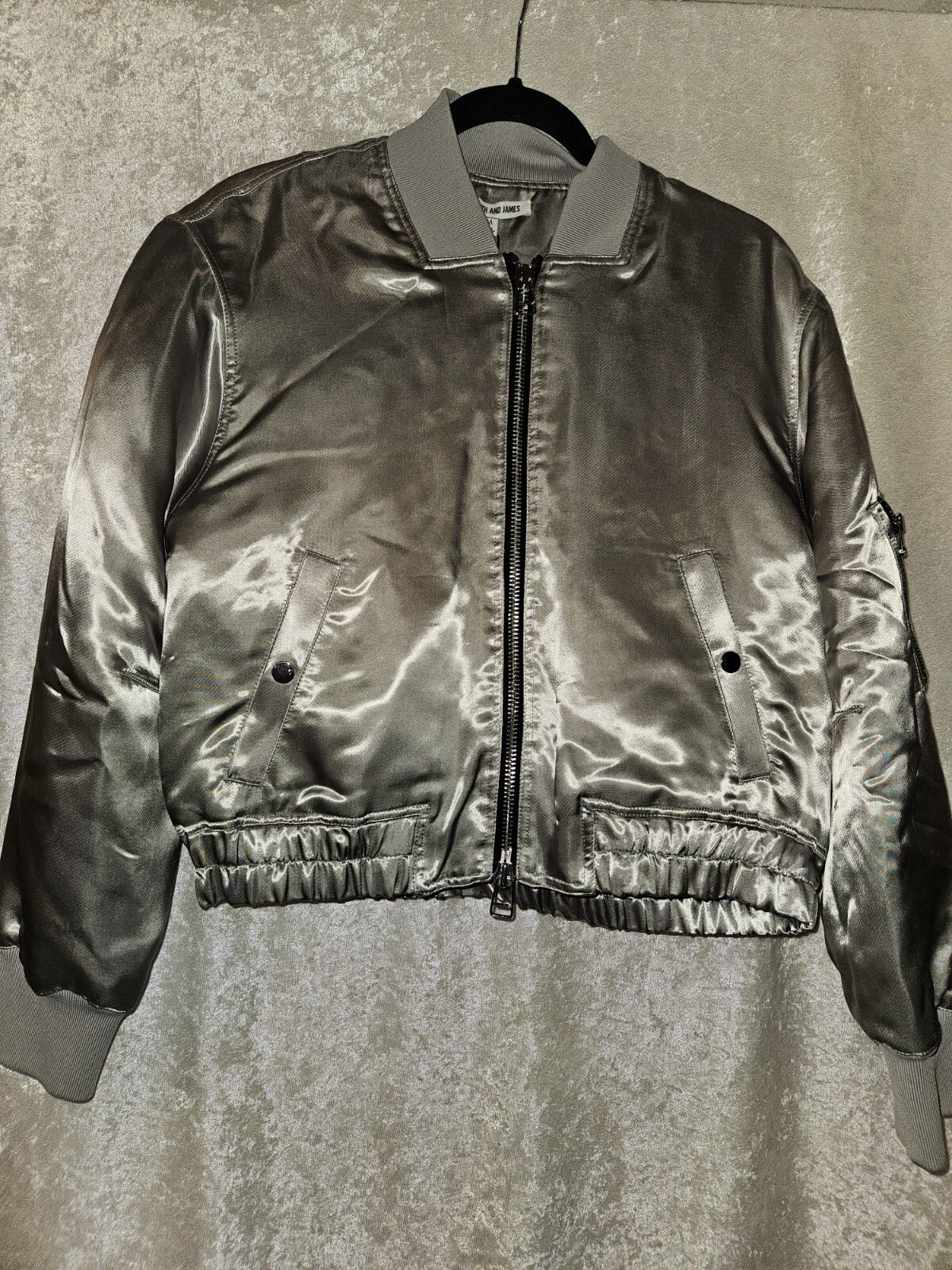 Elizabeth & James Royan Silver Metallic Puffer Jacket in Medium-image