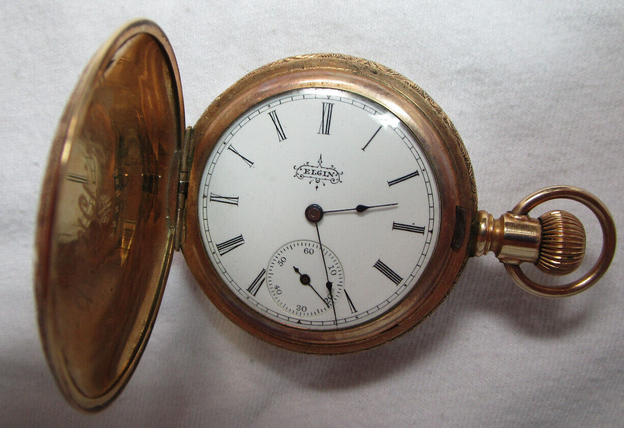 Elgin Solid Gold Pocket Watch* Over Composition 1… - image 1