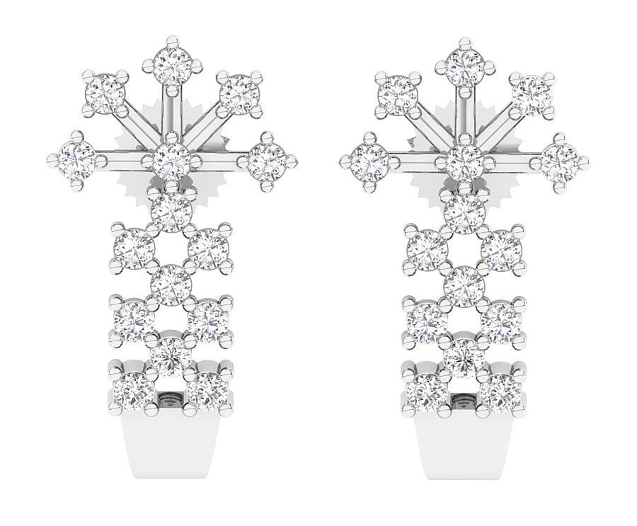 Natural Diamond SI1 G 0.50 Carat Fashion Hoops Earrings 14K Yellow Gold 0.65 In - Image 3 of 4