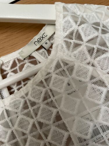 NEXT Ladies Top white Lace sheer short sleeve size womens 16 NEW WITH TAGS - Picture 3 of 6