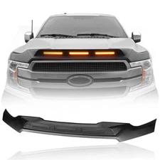Hood Protector Stone Guard Bug Deflector w/ Amber Light for 2015-2020 Ford F-150
