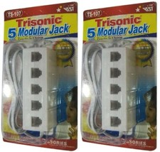 Trisonic 5 Outlet Modular Jack TS-107 Off-white Telephone Line Splitter 2 Pack