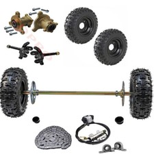 Go Kart Cart Rear Axle Shaft Kit Front Steering Spindle Hubs 6" Wheels Trike