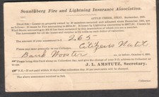 1906 postal card Sonnenberg Insurance Apple Creek OH to S G Franks Shreve OH
