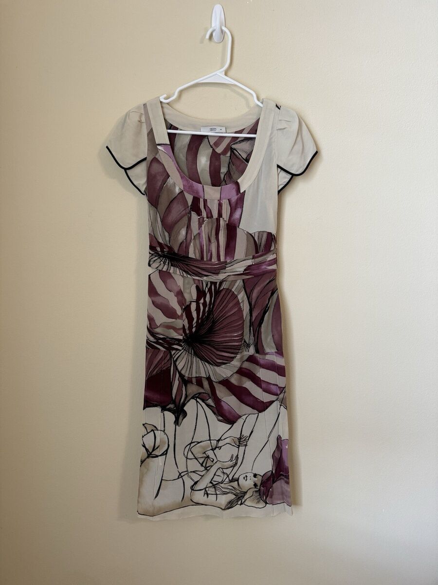 Prada Vintage Spring 2008 Silk Fairy Fairytale Print Dress Prada Vintage Spring 2008 Silk Fairy Fairytale Print Dress