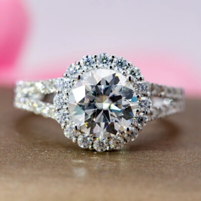 3CTW Round Cut D Moissanite Wedding Anniversary Ring 14k White Gold Plated