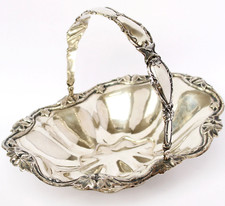 Antike Silberschale Henkelschale Korb 12 Lot Silber 376 g um 1830  32 x 22,5 cm