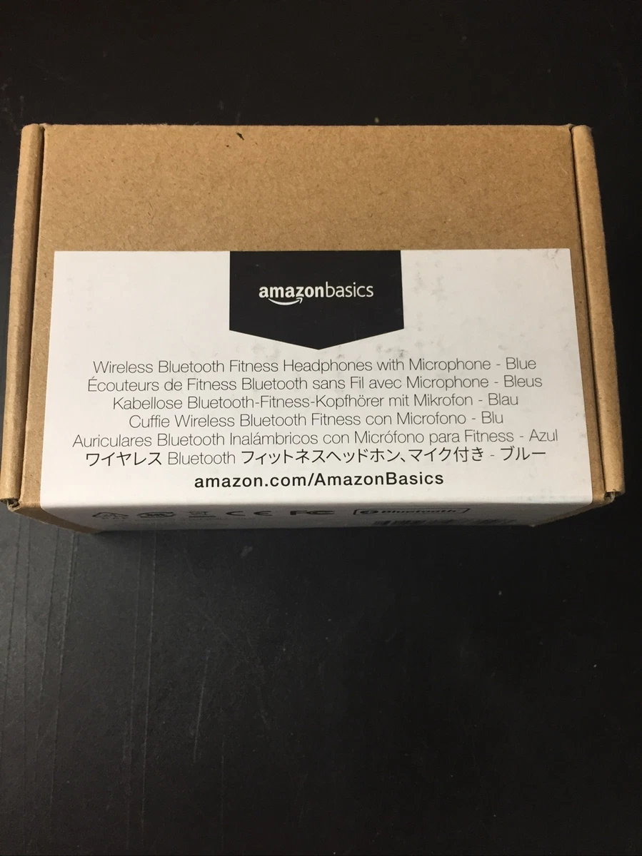Wireless Bluetooth Fitness Headphones With Microphone by AmazonBasics Blue