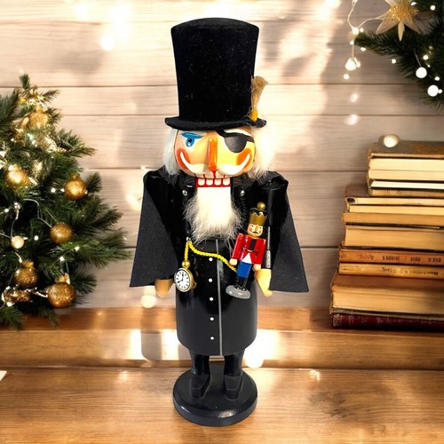 Erzgebirgisische Volkskunst Herr Drosselmeyer Wooden Nutcracker Toy Maker 14.5in