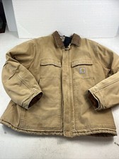 Carhartt Jacket Mens Union Made Brown Full Zip Quilted Duck Canvas Vintage