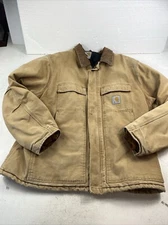 Carhartt Jacket Mens Union Made Brown Full Zip Quilted Duck Canvas Vintage